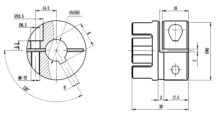 Полумуфта GS19 безлюфтовая, с готовым отверстием d=18 мм, шпон паз 6х2,8мм, EMT | ЕМТ