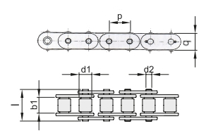 Цепь роликовая однорядная 06B-1 (ПР-9,525-9,1), EMT | ЕМТ