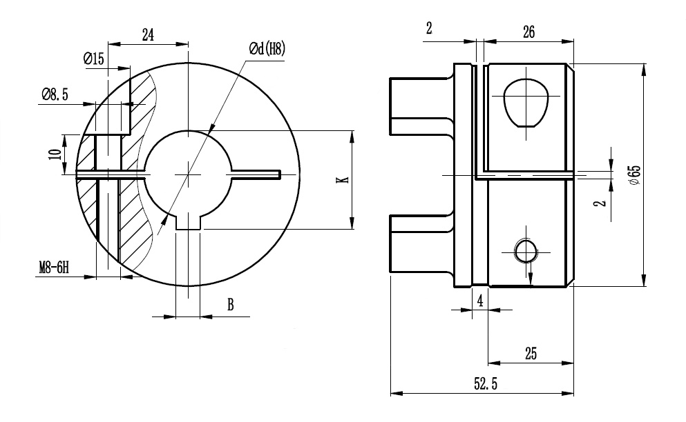 Полумуфта GS28 безлюфтовая, с готовым отверстием d=32 мм, шпон паз 10х3,3мм, EMT | ЕМТ