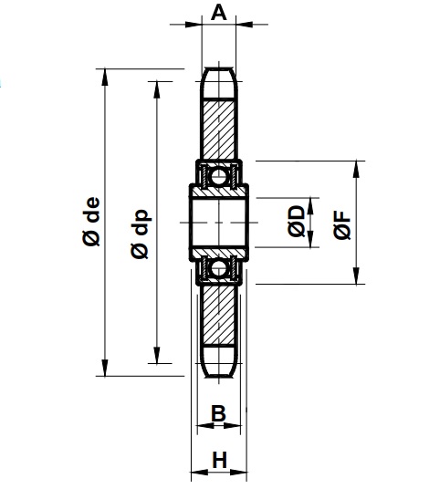 Звездочка натяжная с подшипником для цепи 08B-1 (PC09014), Z=14 EMT | ЕМТ