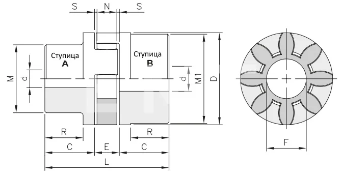 Полумуфта под расточку GEB 90-100 A dmax=90 мм (SGMA090), EMT | ЕМТ