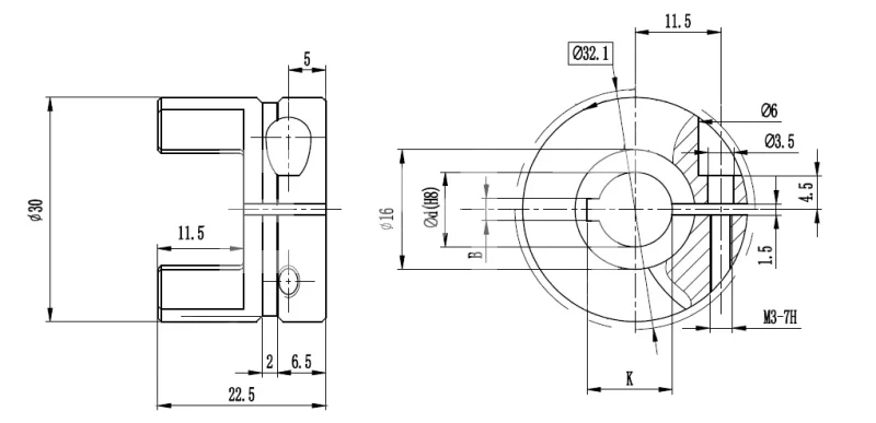 Полумуфта GS14 безлюфтовая, с готовым отверстием d=8 мм, шпон паз 2х1мм, EMT | ЕМТ